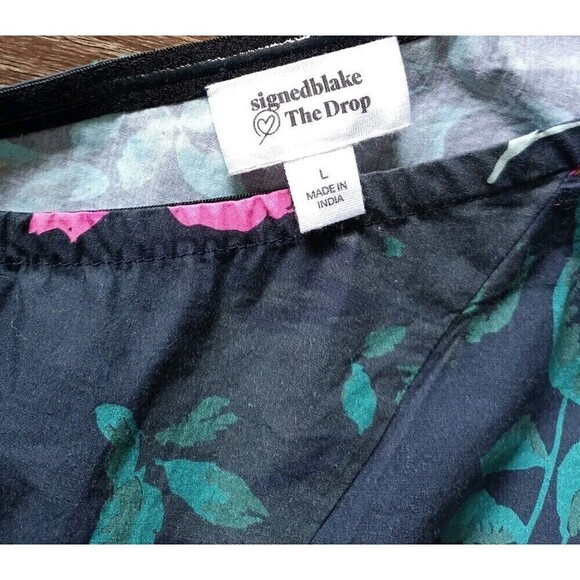 Signed Blake x The Drop One Shoulder Shirt Size Large Bottom Tie Bold Floral - Picture 8 of 8